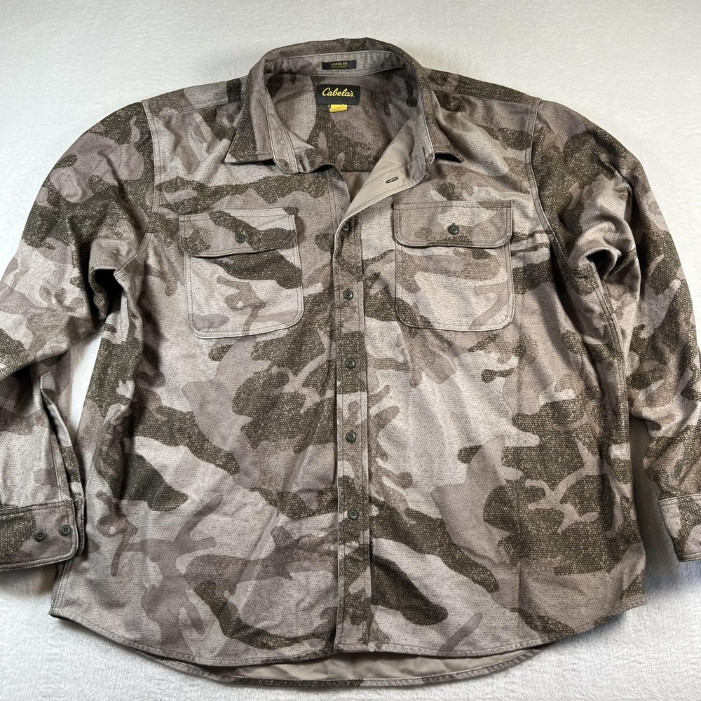 Cabela's Shirt Mens 2XL LIned Camo Flannel Long Sleeve Button Up Hunting Outdoor